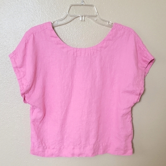 Madewell Womens Pink Oversized Boxy 100% Linen Square Back Crew Neck Top - Picture 1 of 7